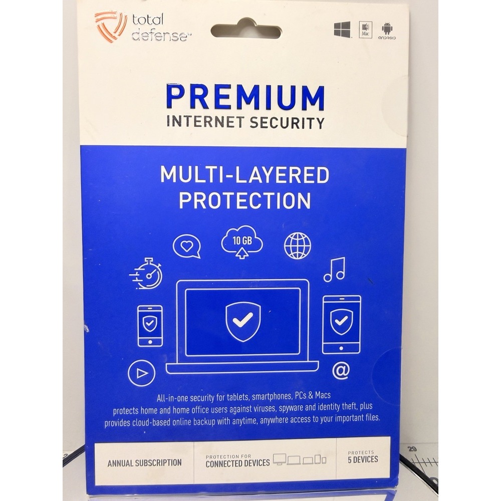 Total Defense Premium Internet Security — Brand New Sealed, 5 Devices